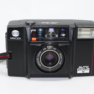 Vintage Minolta AF-Sv 35mm Film Camera: Voice Chip, Case & Lens Cover, Tested