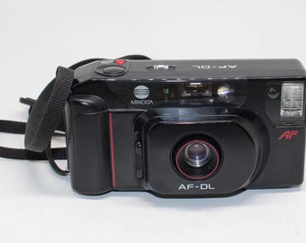 1987 Minolta AF-DL 35mm Film Autofocus Twin / Dual  Lens Compact Camera with case