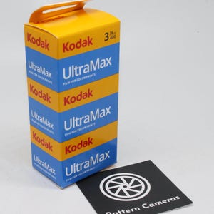 Drie rollen Kodak Ultramax 400 35 mm high-speed kleurenfilm met 36 foto's per rol (108 foto's in totaal) gloednieuwe voorraad