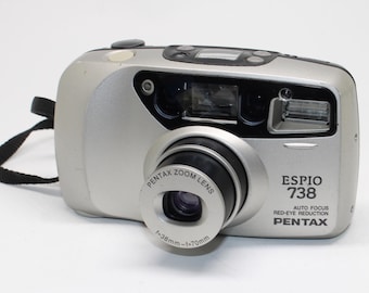 1990s Pentax Espio 738 Film Camera: 38-70mm Zoom, Retro 35mm with Case