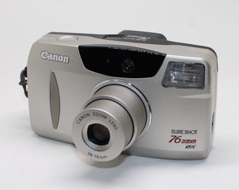 1995 Canon Sure Shot 76 Zoom 35mm Film Camera lens with case - Tested