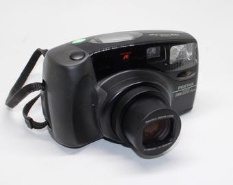 1991 Pentax Zoom 105 Super 35mm Film Camera Gift Set with boxes - Tested - Rare