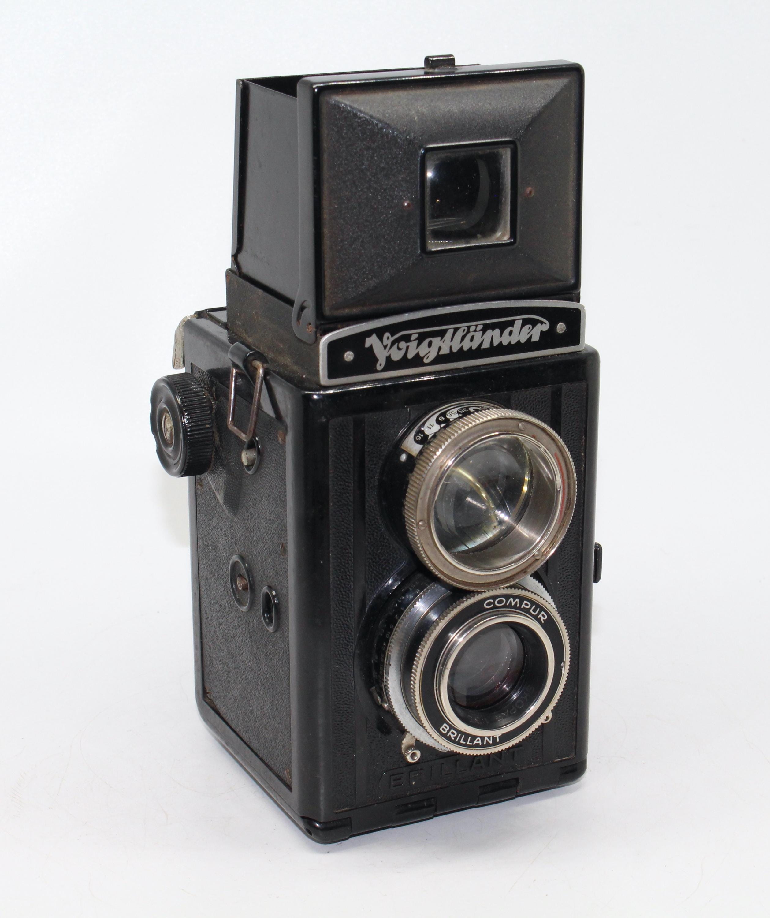 Voigtländer Brillant S (Focusing Brillant) Bakelite TLR 120 Rollkamera mit Tasche und Filtern - c.1938 - Sehr guter Zustand & getestet