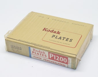 Vintage Kodak P1200 Super Panchro-Press Plates x 12 - 3 1/4" X 4 1/4" - Still sealed in original box - Very rare