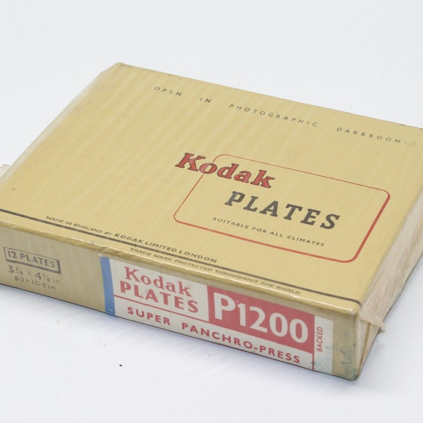 Vintage Kodak P1200 Super Panchro-Press Plates x 12 - 3 1/4" X 4 1/4" - Still sealed in original box - Very rare