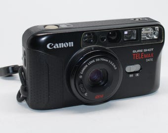 1991 Canon Sure Shot TeleMax Date: 35mm Film Camera with Twin Lens & Case