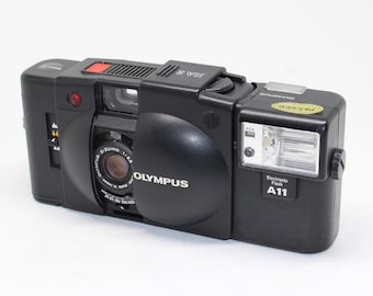 Vintage Olympus XA2 35mm Film Camera Set with A11 Flash - c.1980
