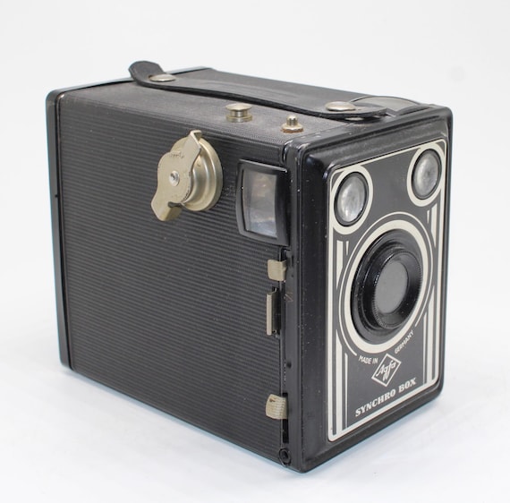1951 Agfa Synchro Box 120 Film Roll Box Camera with case and manual - Tested