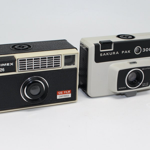 Konica Sakura Pak 300 and Hanimex 126 - Classic 126 Film Cameras – Very good condition and tested