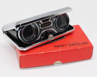 Vintage Binaview Opera Binoculars: Japanese Red Pocket Binoculars, Original Box