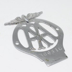 Vintage AA Chrome Car Badge - 1936 Automobile Association
