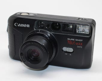 1991 Canon Sure Shot TeleMax Date: 35mm Film Camera with Twin Lens & Case