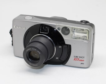1997 Canon Sure Shot 105 Zoom: 35mm Film Camera with case - film tested