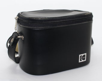 Sac à bandoulière Kodak noir ovale vintage avec bandoulière - Étui/sac à bandoulière rétro parfait - Très bon état - 1976