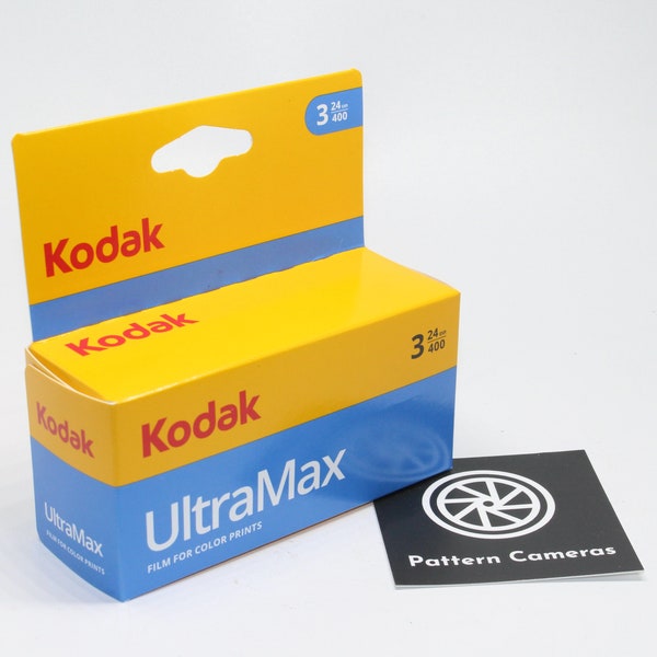 Three rolls of Kodak Ultramax 400 35mm Colour High-Speed Film with 24 photos per roll (72 pictures in total)  Brand-new 2023 stock