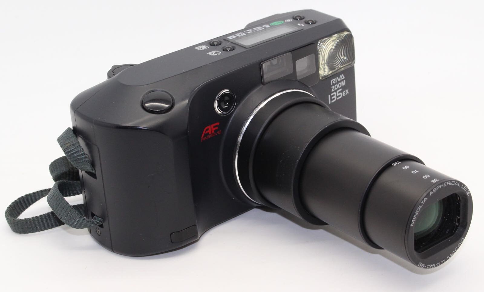 Minolta Riva Zoom 135 EX 35mm Film Camera 38-135mm Zoom Lens, manual and  case - Very good condition and tested