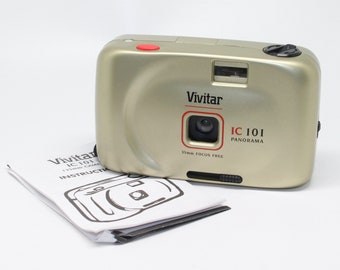 Vivitar IC101 Panorama / Panoramic Film Camera 35mm with box, instructions and strap - Very good condition