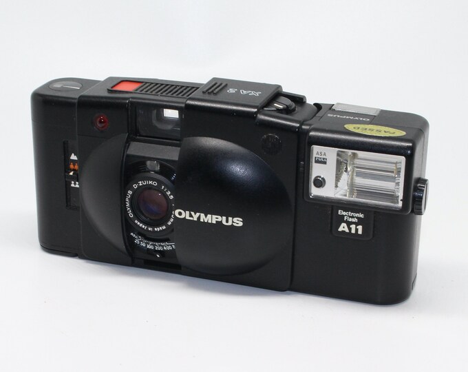 Olympus XA2 35mm Film Camera Gift Set With A11 Flash, Neck Strap and