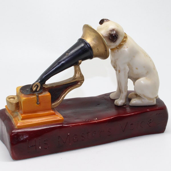 Vintage RCA Victor His Master Voice Nipper Statue Phonograph - Lovely ceramic collectable