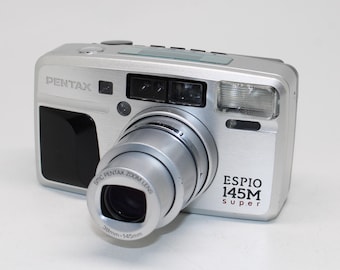 1998 Pentax Espio 145M Super 35mm Film Camera with case, box & manual - Tested