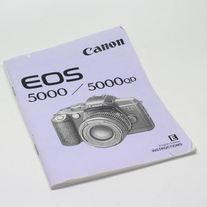 Original Canon EOS 5000 / 5000QD 35mm Camera Manual / Instructions - c. 1994 - Hard to find - Good condition, no missing pages