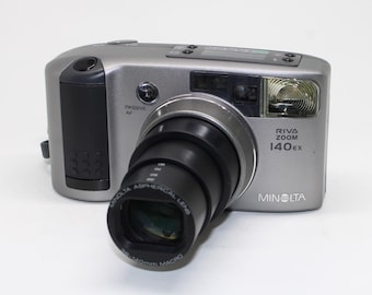 1993 Minolta Riva Zoom 140EX 35mm Film Camera 38-140mm Zoom Lens with case - Tested