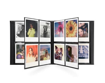 Duży czarny album na zdjęcia Polaroid – idealny sposób na przechowywanie klasycznych zdjęć instant – w sumie mieści 160 zdjęć – fantastyczny prezent w stylu retro