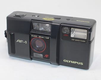 1986 Olympus AF-1 35mm Film Camera with case: Weatherproof Compact