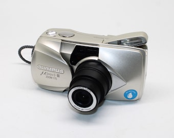 Classic Olympus MJU II Zoom 115: 35mm Film Point and Shoot with case - Tested
