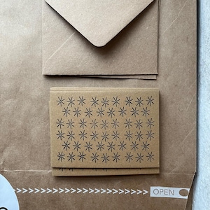 Cartes de correspondance flocons de neige - dix notes imprimées à la main en typographie avec enveloppes - fabriquées en Angleterre