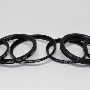 Camera Lens Filter Stepping Rings Set: 48-52mm, 49-52mm, 52-49mm, 55-49mm, 55-58mm, 58-52mm
