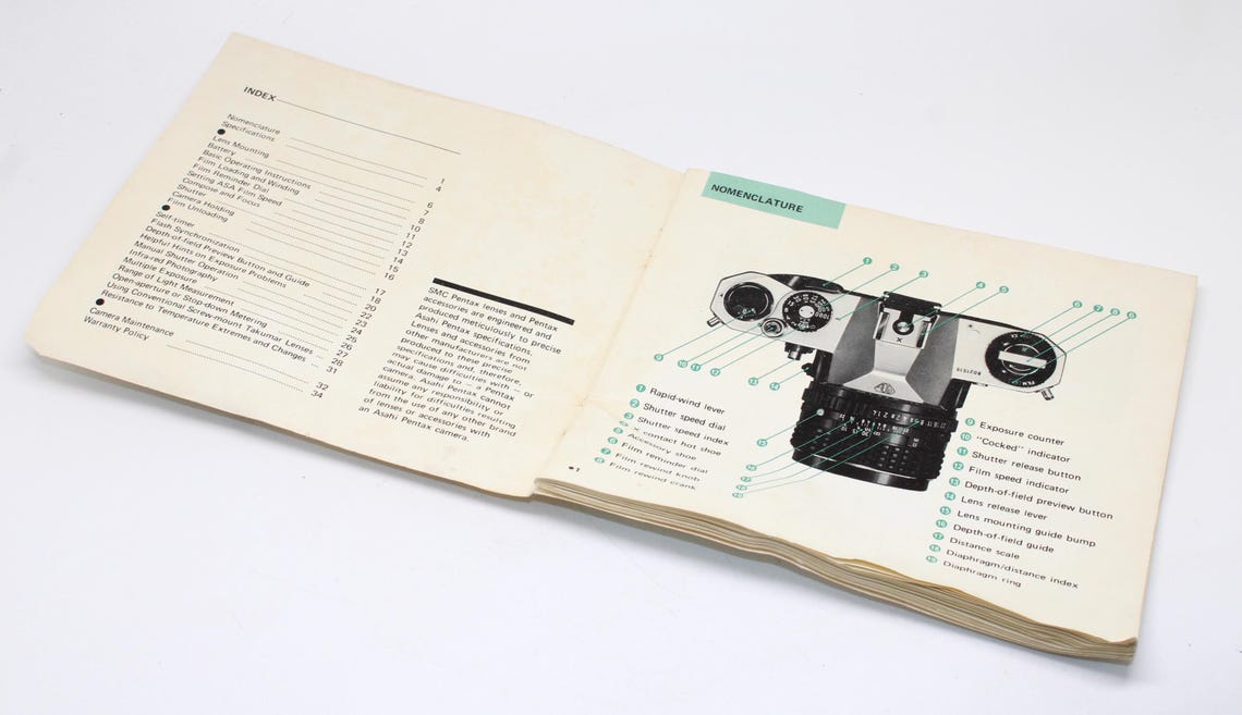 Asahi Pentax KM SLR Original Camera Manual - 35mm Film Camera - c. 1975, foto 3 de 3