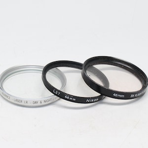 Vintage 46mm Camera Lens Filters - L37 UV, Skylight 1B and Day and Night UV - Very good condition and tested