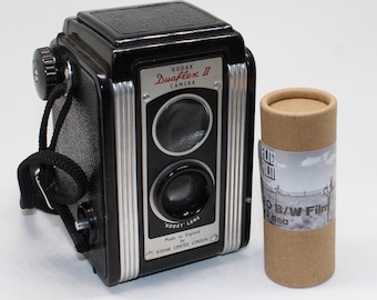 Vintage 1950 Kodak Duaflex II Camera: UK Art Deco Pseudo TLR with new film