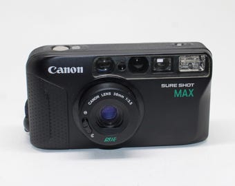 1991 Canon Sure Shot Max 35mm Film Camera: 38mm Lens, Case & Strap - Tested