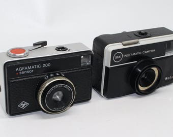 Cámaras con sensor Agfamatic 200 y película Kodak Instamatic 56X - Classic 126 - En buen estado y probadas