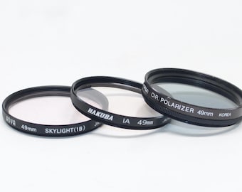 Juego de filtros para lente de cámara vintage de 49 mm: Skylight 1A, Skylight 1B, polarizador circular