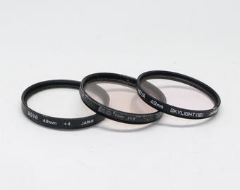 Juego de filtros para lente de cámara vintage de 49 mm: Hoya Skylight 1A, 1B, +4