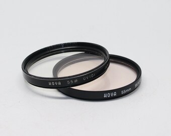 Vintage 55 mm cameralensfilters - Hoya Skylight 1A en UV - Zeer goede staat en getest