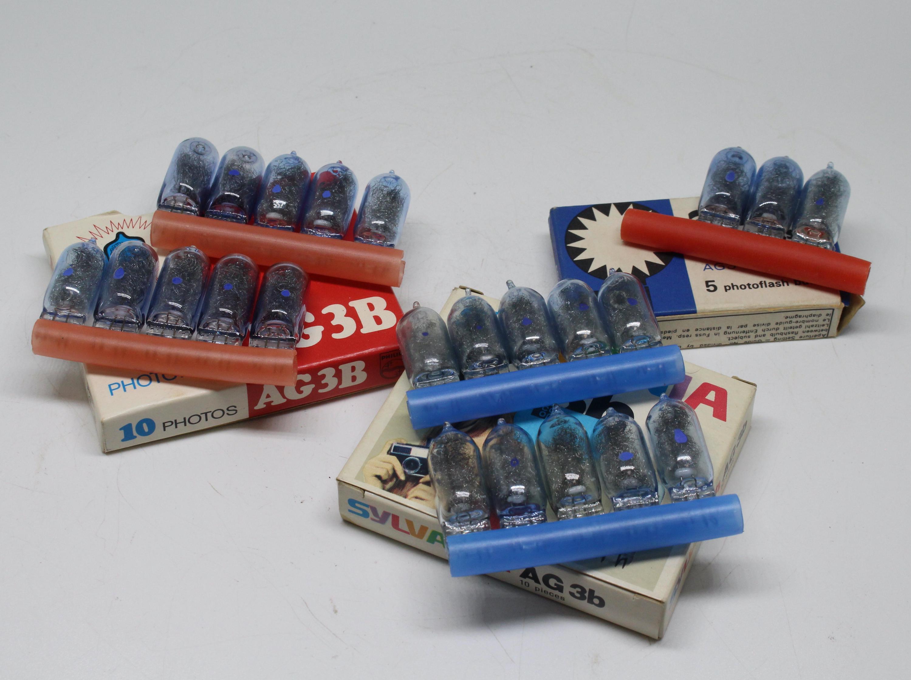 Lot De 8 Boîtes De Flash Bulbs Thorn Atlas AG3B + Sylvania FB1b - Photo Vintage - Ouvert/neuf