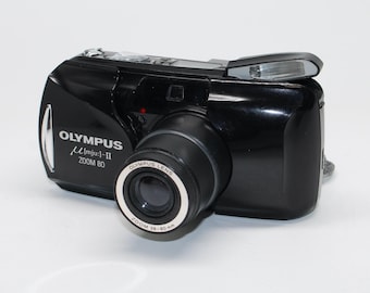 Vintage Olympus MJU II Zoom 80: 35mm Film Camera with case - Tested