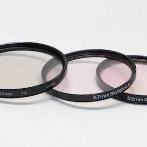 Vintage Camera Skylight Lens Filters - Three sizes - 62mm, 67mm and 72mm - Very good condition and tested