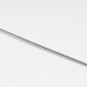 May include: A long, flexible silver-coloured metal retrieval tool featuring a coiled shaft. One end has a small, circular plunger mechanism with a button, while the opposite end terminates in a narrow, threaded tip for gripping small objects.