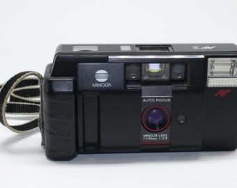 Minolta AF-Z 35mm Film Camera: 1986 Retro Classic, Tested w/ Case