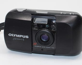 Classic 1991 Olympus µ MJU (mju:) mju-1 35mm Film Compact Camera with case - Tested