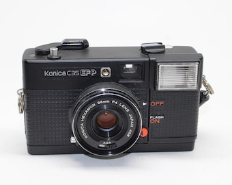 Vintage 1978 Konica C35 EFP 35mm Film Camera: With Case & Cap, Tested