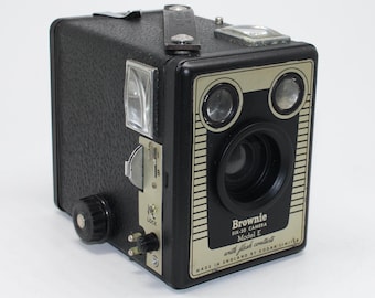 1950s Kodak Brownie Six-20 Model E Box Camera with case, manual and new film