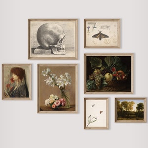 Dark Academia Gallery Wall | Moody Dark | Antique Fine Art Set for Digital Download | Vintage Printable Wall Art | Maximalist Decor Prints