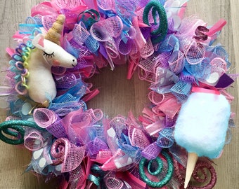 Magical Unicorn Cotton Candy Wreath