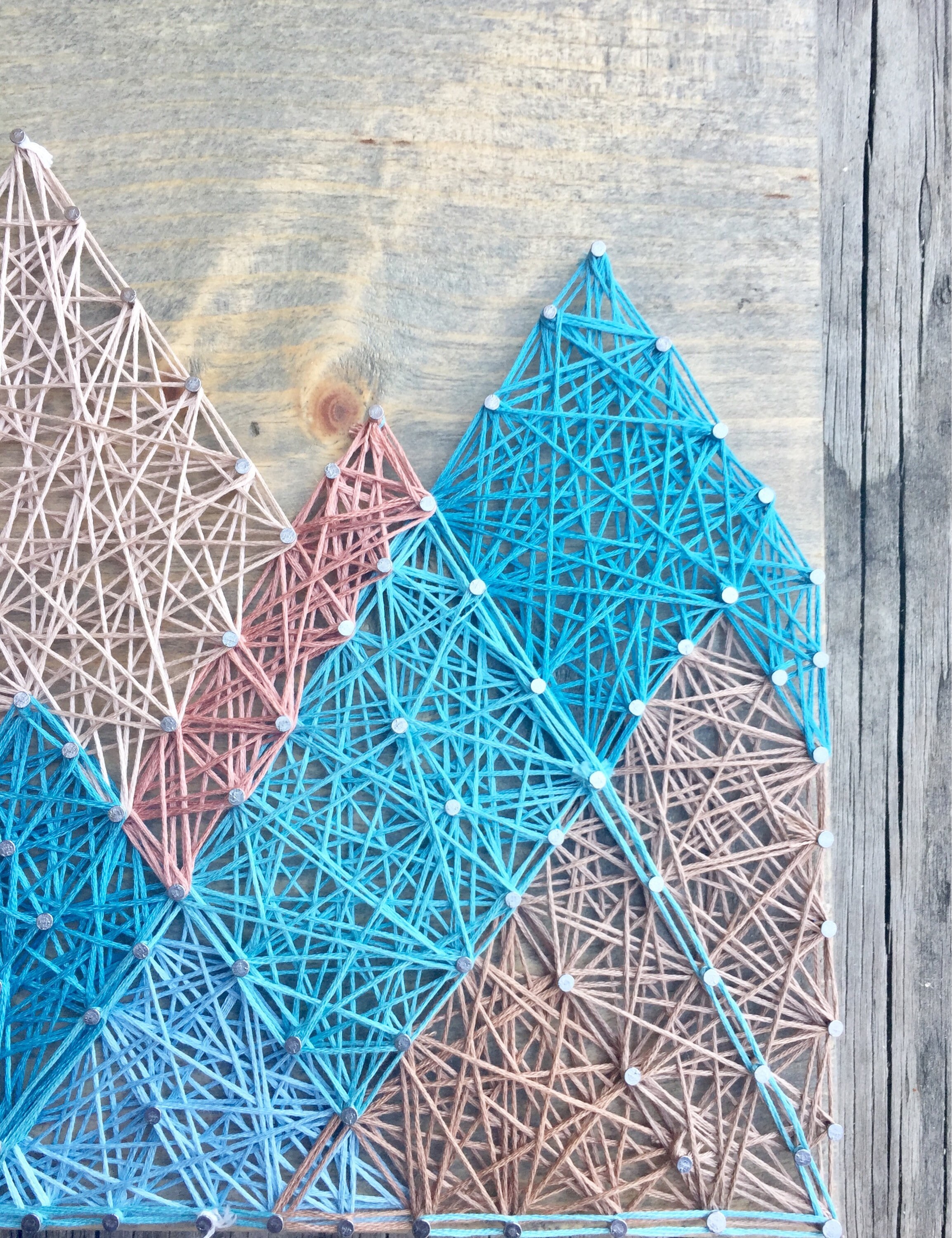 String Art Mountains Abstract Mountains Geometric Triangles Etsy